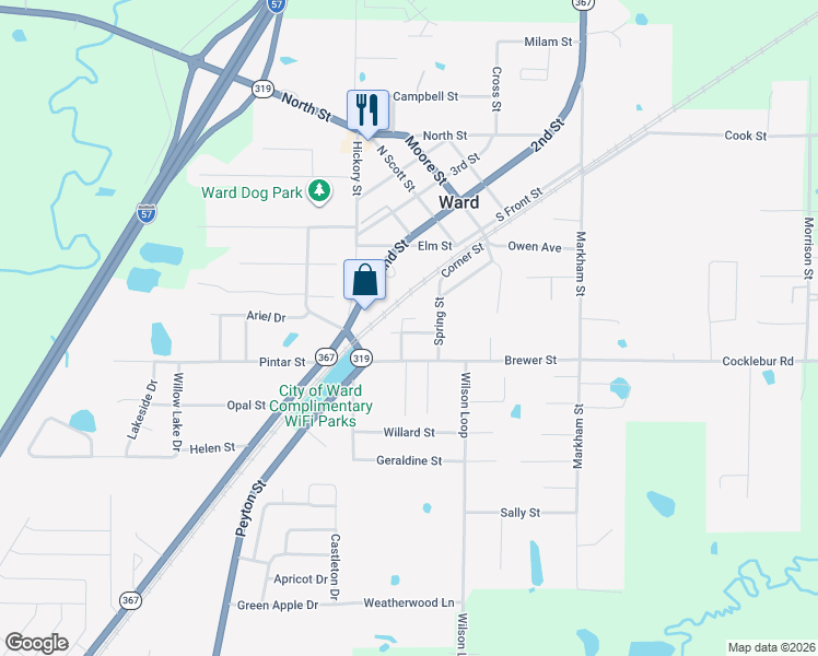 map of restaurants, bars, coffee shops, grocery stores, and more near 306 Edmondson Drive in Ward