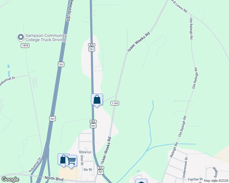 map of restaurants, bars, coffee shops, grocery stores, and more near 585 Isaac Weeks Road in Clinton