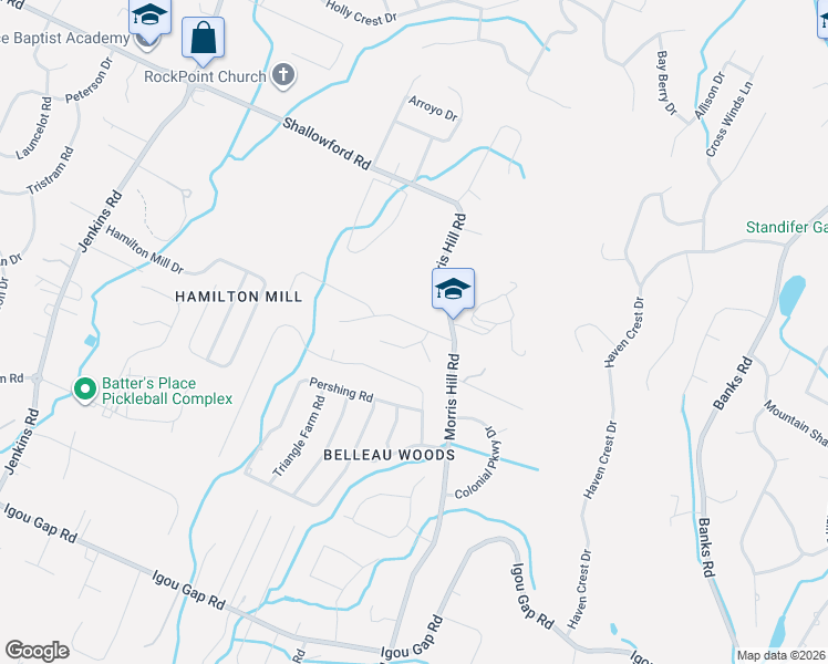 map of restaurants, bars, coffee shops, grocery stores, and more near 8512 Brandermill Lane in Chattanooga