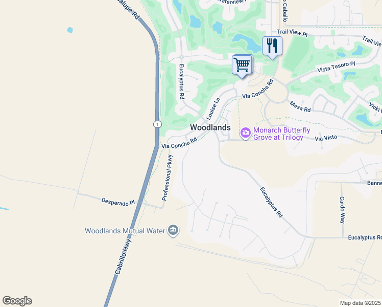 map of restaurants, bars, coffee shops, grocery stores, and more near 851 Trail View Place in Nipomo