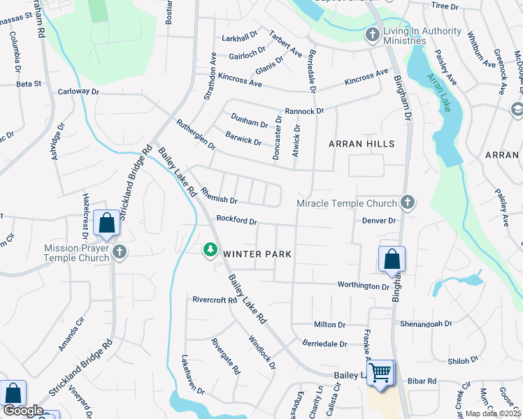 map of restaurants, bars, coffee shops, grocery stores, and more near 6405 Rhemish Drive in Fayetteville