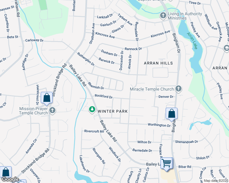 map of restaurants, bars, coffee shops, grocery stores, and more near 6405 Rhemish Drive in Fayetteville