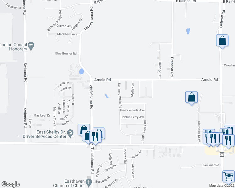 map of restaurants, bars, coffee shops, grocery stores, and more near 4471 Sumners Wells Road in Memphis