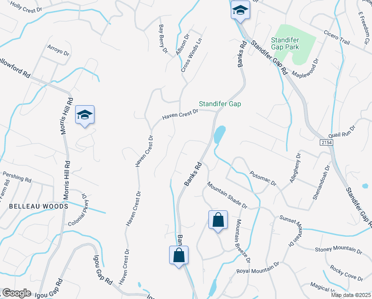 map of restaurants, bars, coffee shops, grocery stores, and more near 3304 Forest Shadows Drive in Chattanooga