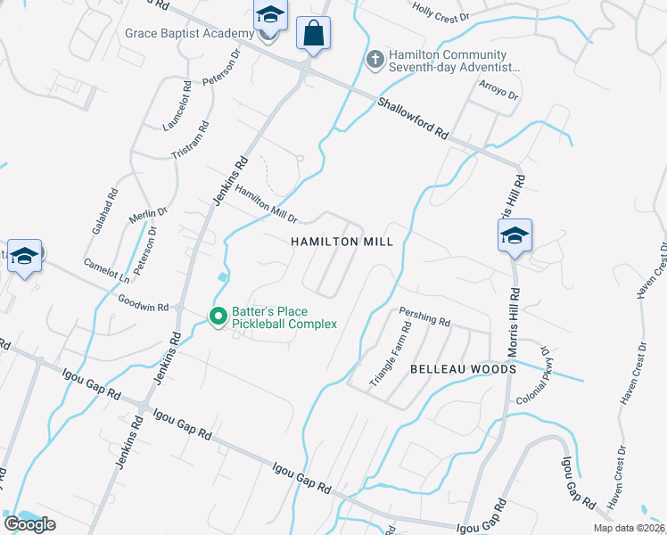 map of restaurants, bars, coffee shops, grocery stores, and more near 2009 Hamilton Brow Path in Chattanooga
