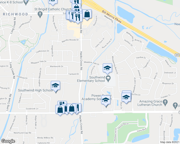 map of restaurants, bars, coffee shops, grocery stores, and more near 4473 Lunsford Drive in Memphis