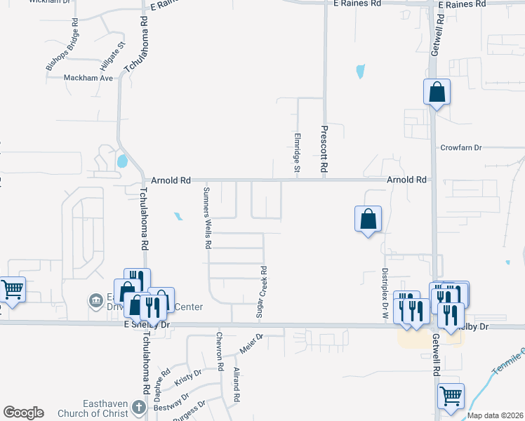 map of restaurants, bars, coffee shops, grocery stores, and more near 4467 Pine Ridge Cove in Memphis