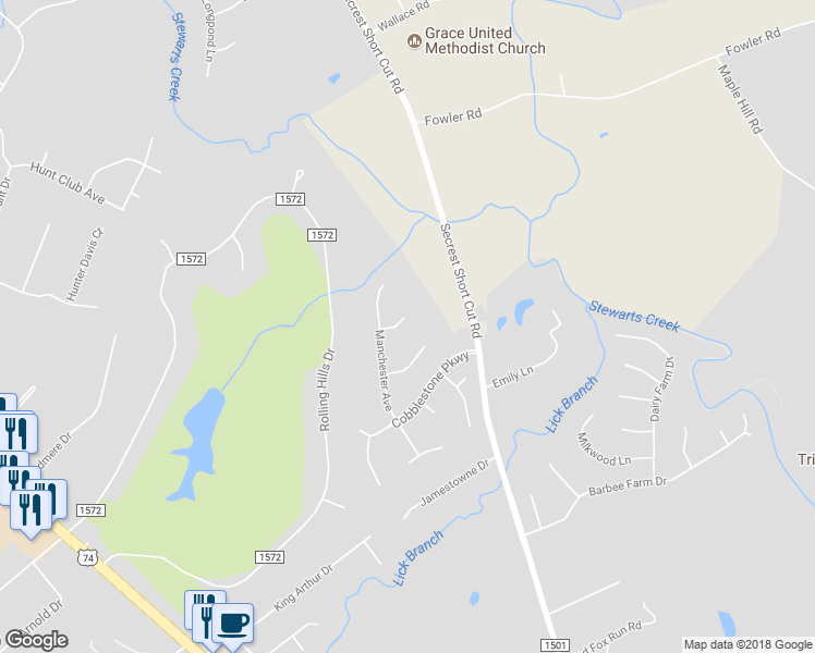 map of restaurants, bars, coffee shops, grocery stores, and more near 1409 Kent Court in Monroe