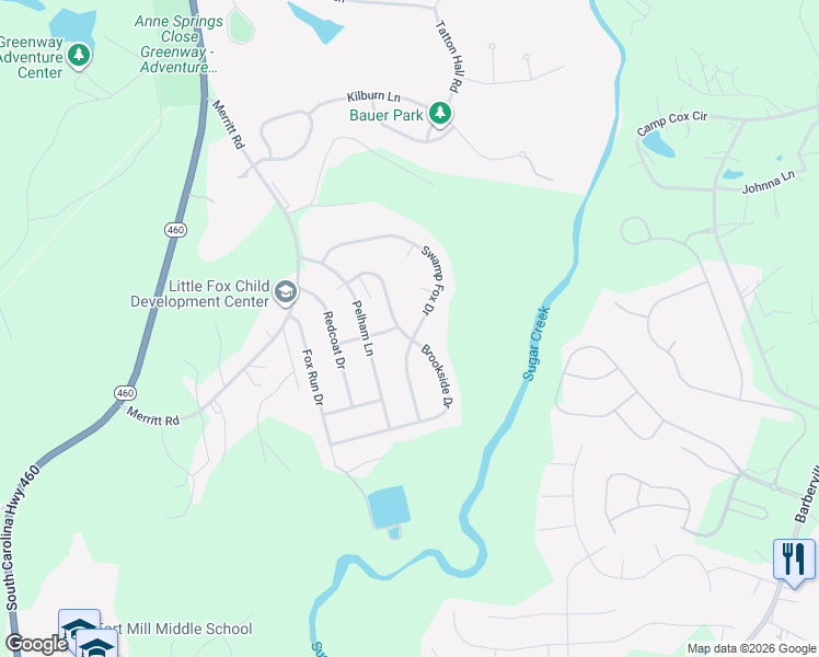 map of restaurants, bars, coffee shops, grocery stores, and more near 301 Swamp Fox Drive in Fort Mill