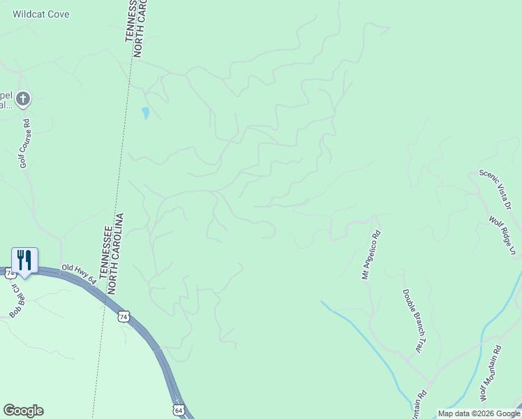 map of restaurants, bars, coffee shops, grocery stores, and more near 533 Scenic Mountain Run in Murphy