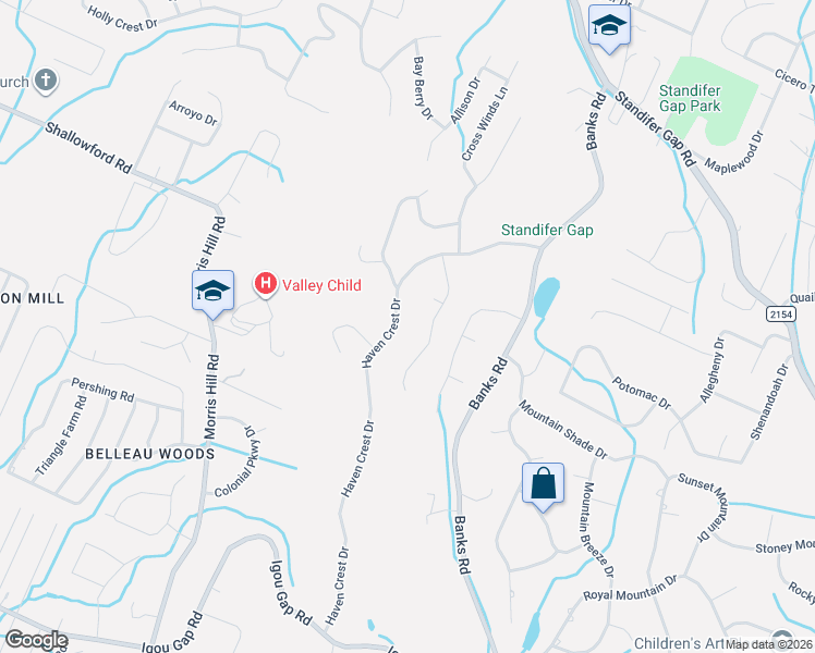 map of restaurants, bars, coffee shops, grocery stores, and more near 2232 Haven Crest Drive in Chattanooga
