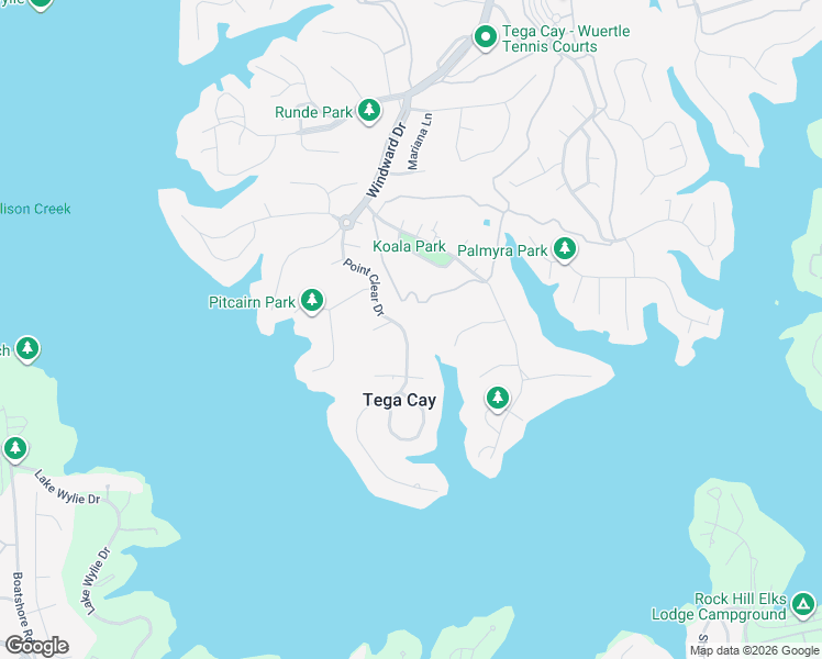 map of restaurants, bars, coffee shops, grocery stores, and more near 3105 Point Clear Drive in Fort Mill