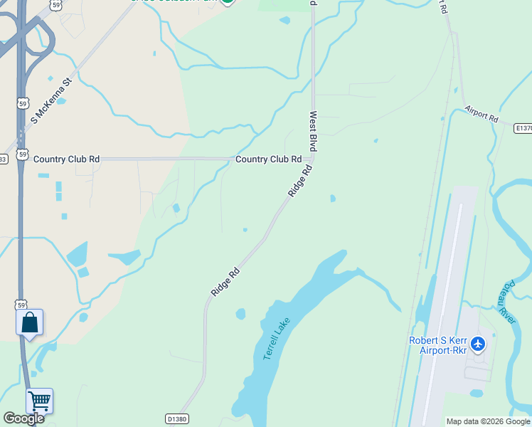 map of restaurants, bars, coffee shops, grocery stores, and more near 34127 Ridge Road in Poteau