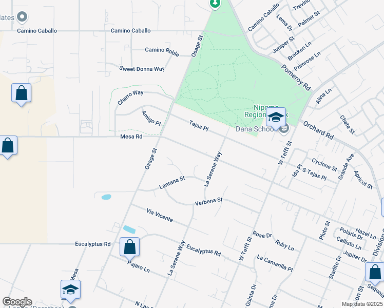 map of restaurants, bars, coffee shops, grocery stores, and more near 395 Mesa Road in Nipomo