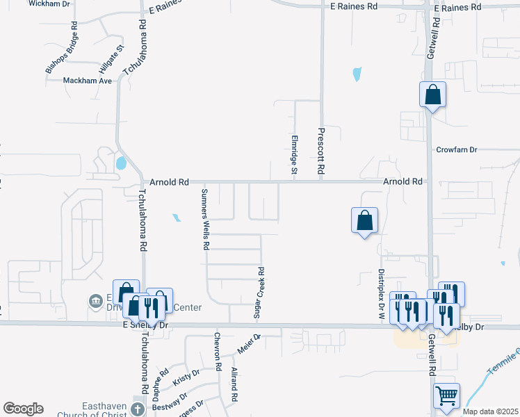 map of restaurants, bars, coffee shops, grocery stores, and more near 4461 Pine Ridge Cove in Memphis