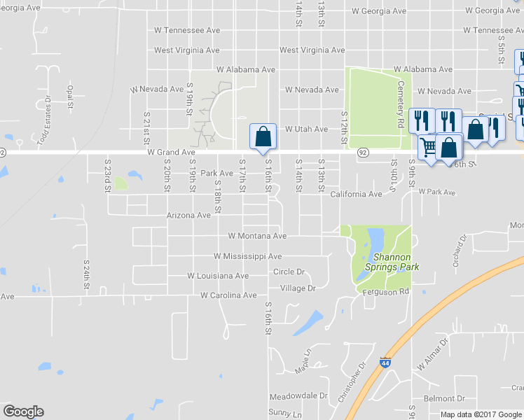 map of restaurants, bars, coffee shops, grocery stores, and more near 1612 Arizona Avenue in Chickasha