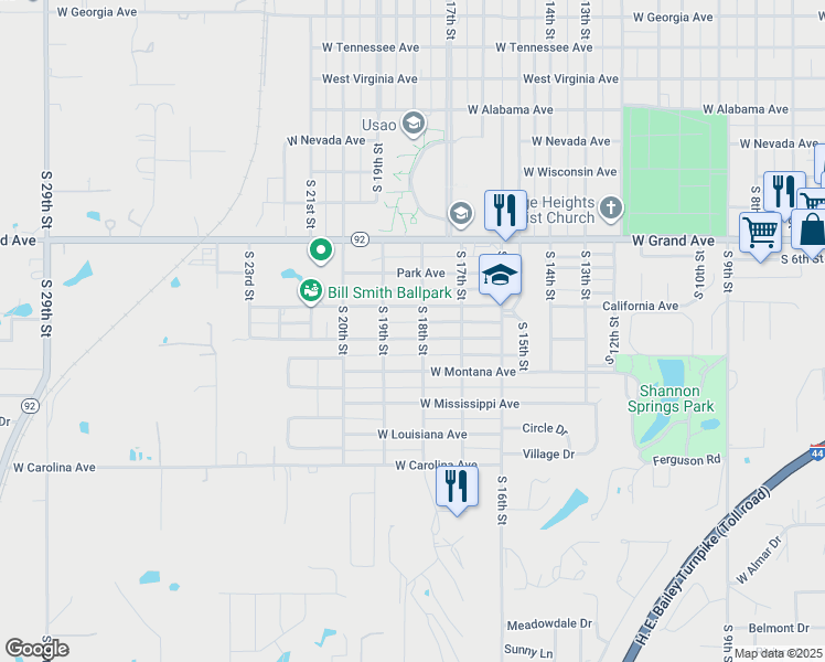 map of restaurants, bars, coffee shops, grocery stores, and more near 1814 Arizona Ave in Chickasha