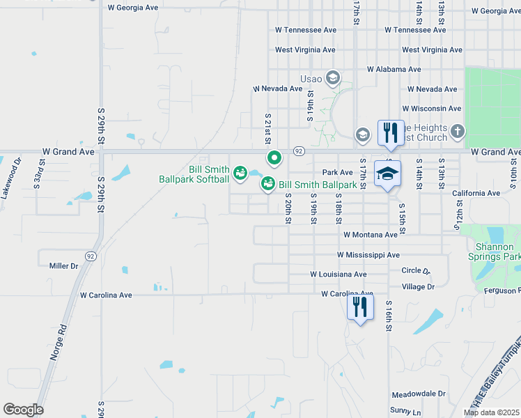 map of restaurants, bars, coffee shops, grocery stores, and more near 2116 Arizona Ave in Chickasha