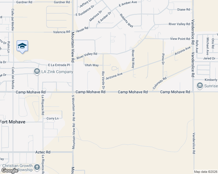 map of restaurants, bars, coffee shops, grocery stores, and more near 2163 Camp Mohave Rd in Fort Mohave