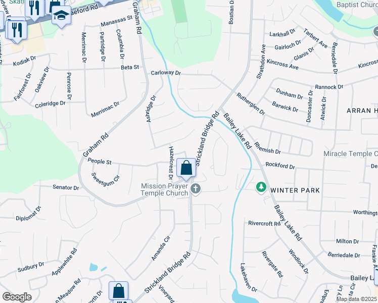map of restaurants, bars, coffee shops, grocery stores, and more near 6251 Withers Drive in Fayetteville