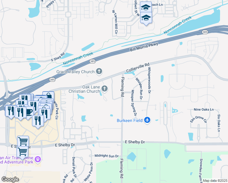 map of restaurants, bars, coffee shops, grocery stores, and more near 4464 Chestnut Hill Drive in Collierville