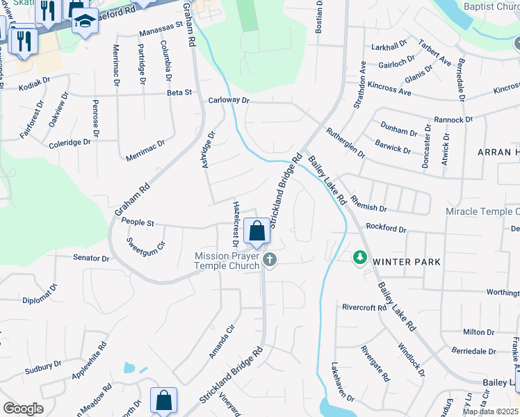 map of restaurants, bars, coffee shops, grocery stores, and more near 6251 Withers Drive in Fayetteville