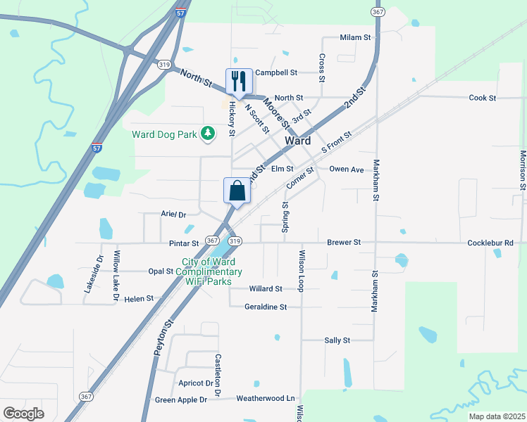 map of restaurants, bars, coffee shops, grocery stores, and more near 306 Edmondson Drive in Ward