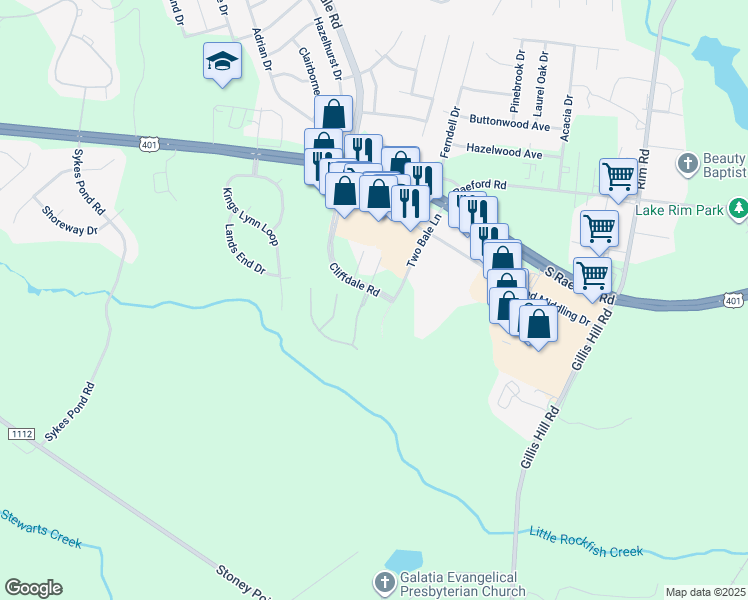map of restaurants, bars, coffee shops, grocery stores, and more near 1713 Royal Gorge Road in Fayetteville