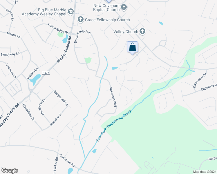 map of restaurants, bars, coffee shops, grocery stores, and more near 1064 Streamlet Way in Monroe