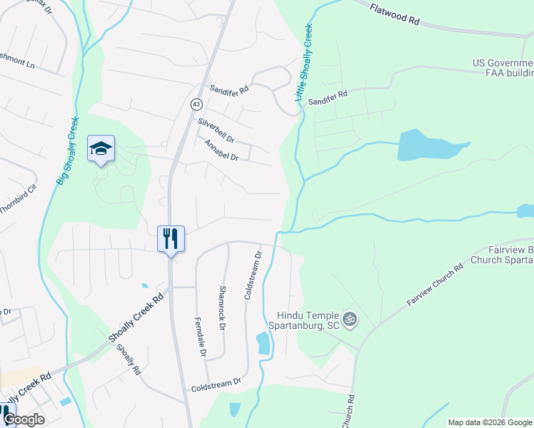 map of restaurants, bars, coffee shops, grocery stores, and more near 332 State Road S-42-8415 in Boiling Springs