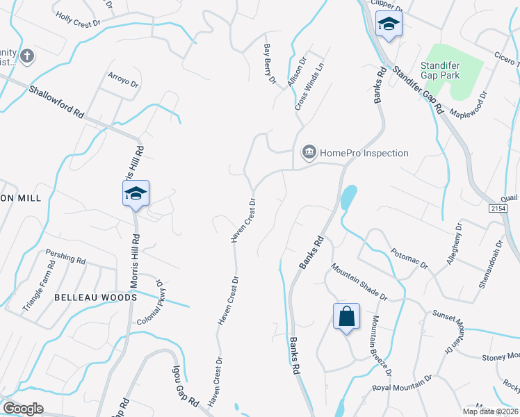 map of restaurants, bars, coffee shops, grocery stores, and more near 2232 Haven Crest Drive in Chattanooga