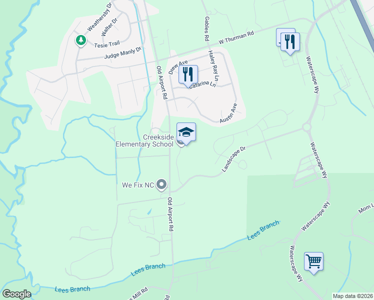 map of restaurants, bars, coffee shops, grocery stores, and more near 3244 Old Airport Road in New Bern