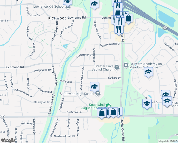 map of restaurants, bars, coffee shops, grocery stores, and more near 7845 Wentworth Drive in Memphis