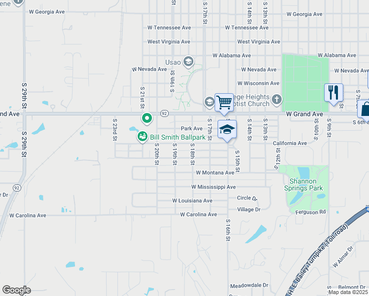 map of restaurants, bars, coffee shops, grocery stores, and more near 1814 Arizona Avenue in Chickasha