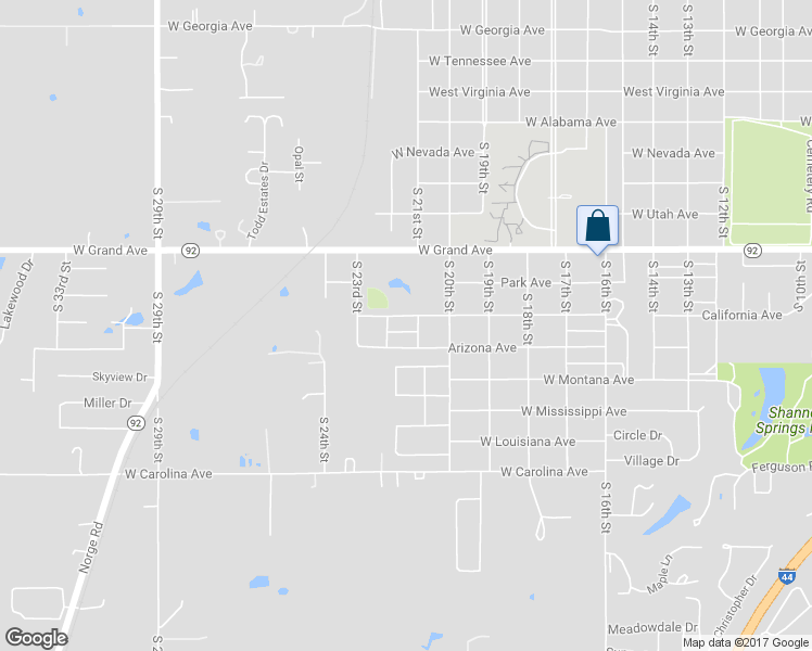 map of restaurants, bars, coffee shops, grocery stores, and more near 2115 California Avenue in Chickasha