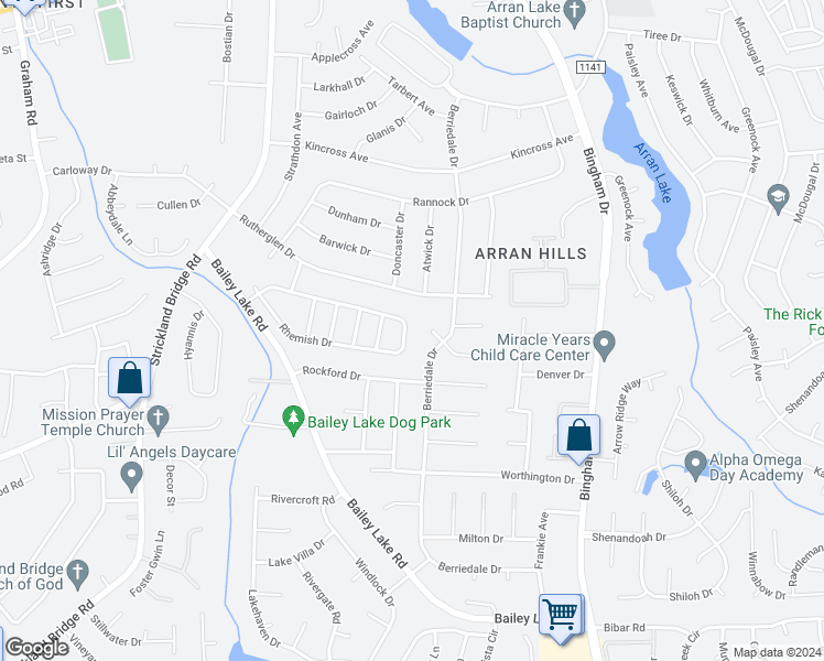 map of restaurants, bars, coffee shops, grocery stores, and more near 6333 Remish Drive in Fayetteville