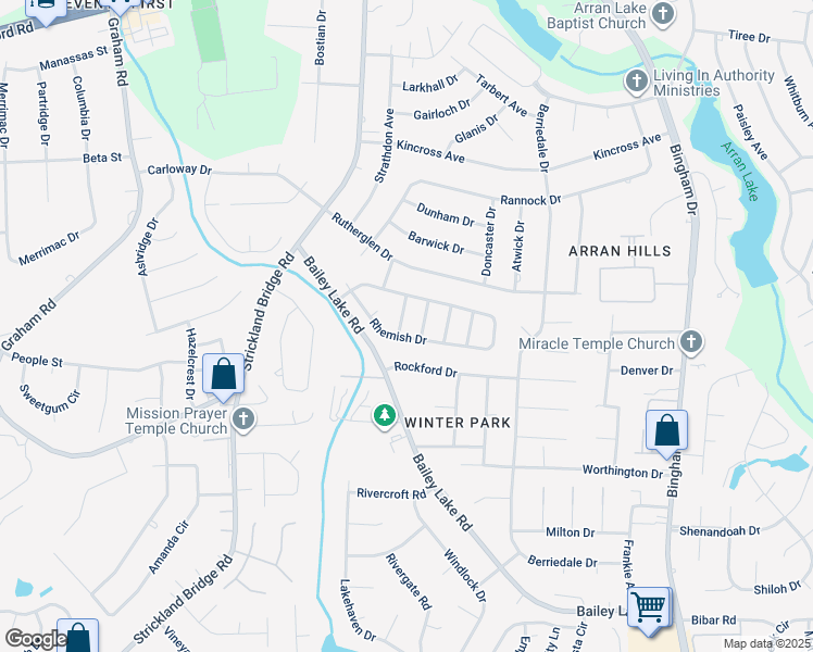 map of restaurants, bars, coffee shops, grocery stores, and more near 1427 Rougemart Drive in Fayetteville
