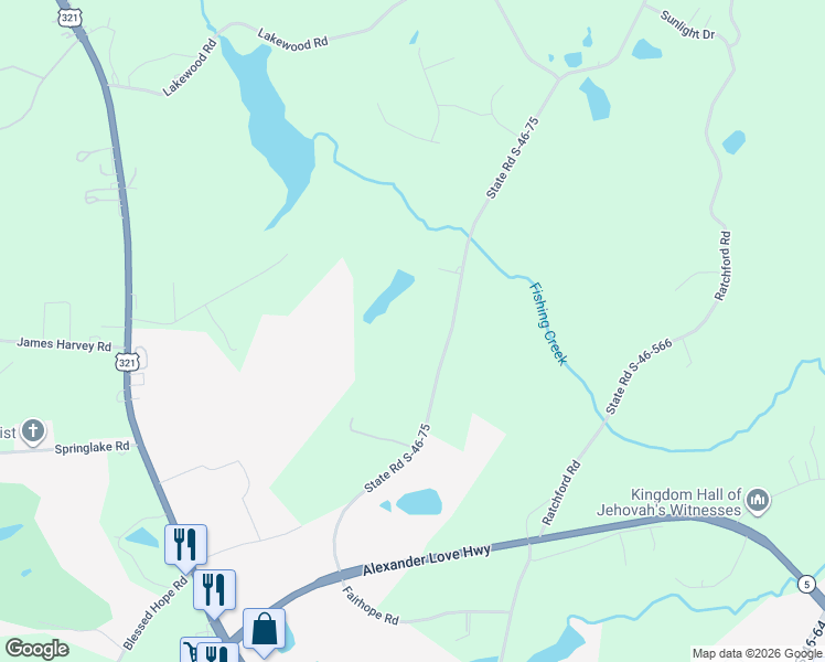 map of restaurants, bars, coffee shops, grocery stores, and more near 1635 Fairhope Road in York