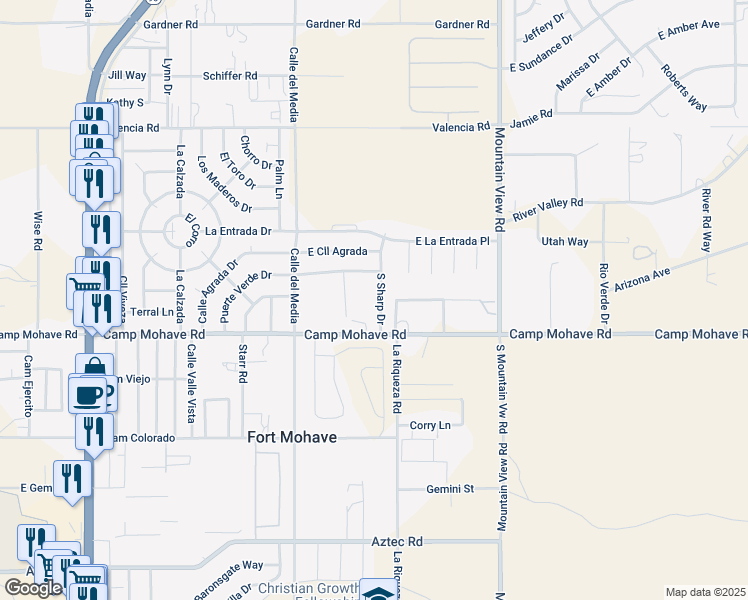 map of restaurants, bars, coffee shops, grocery stores, and more near 4456 Vista Dorado Place in Bullhead City