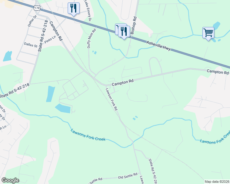 map of restaurants, bars, coffee shops, grocery stores, and more near 1540 Campton Road in Inman