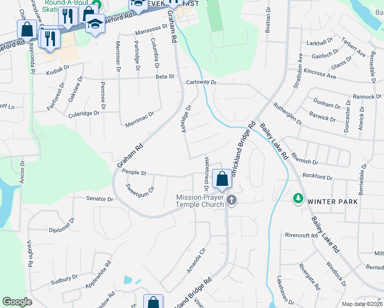map of restaurants, bars, coffee shops, grocery stores, and more near 3437 Stoneclave Place in Fayetteville