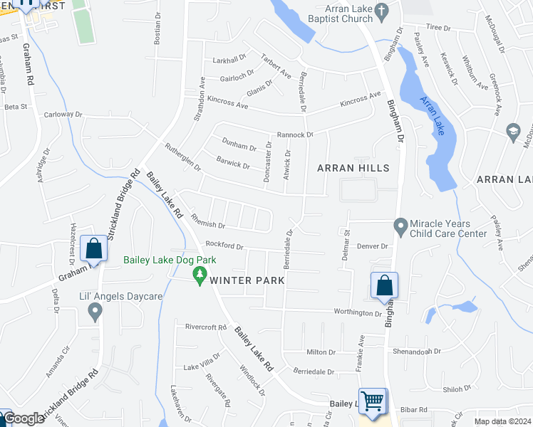 map of restaurants, bars, coffee shops, grocery stores, and more near 6330 Remish Drive in Fayetteville