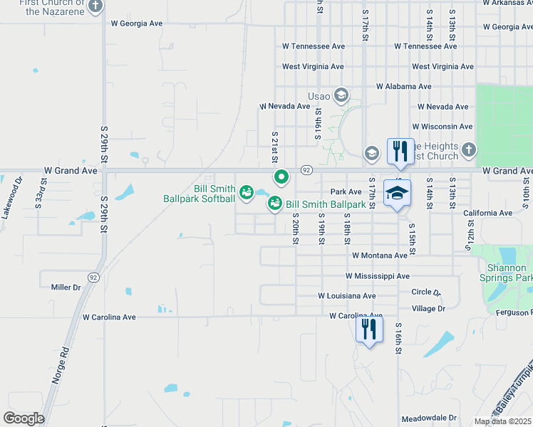 map of restaurants, bars, coffee shops, grocery stores, and more near 2113 California Avenue in Chickasha