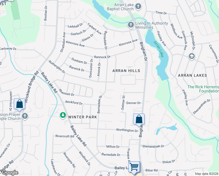 map of restaurants, bars, coffee shops, grocery stores, and more near 6349 Rutherglen Drive in Fayetteville