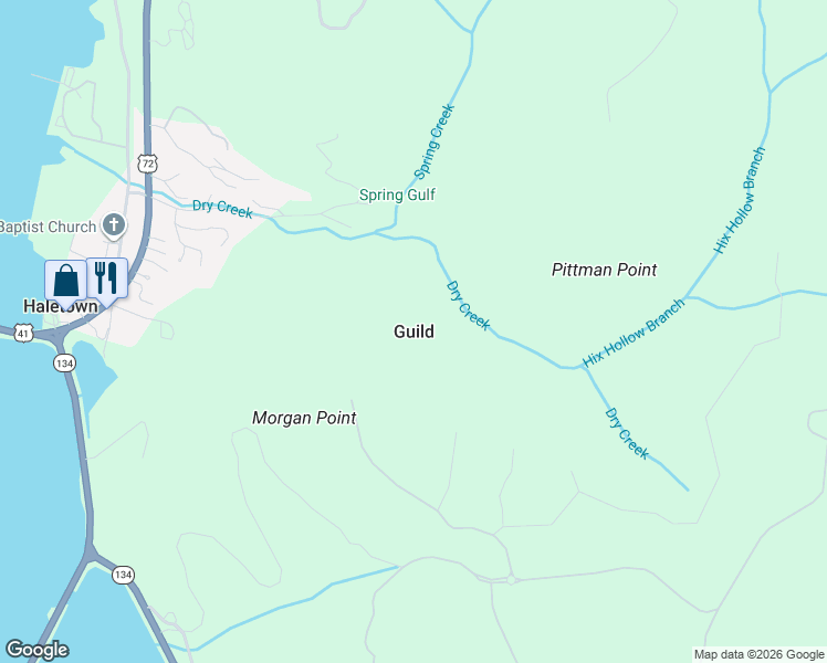 map of restaurants, bars, coffee shops, grocery stores, and more near in Guild