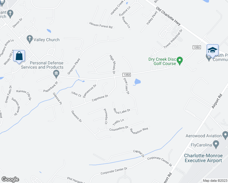 map of restaurants, bars, coffee shops, grocery stores, and more near 4519 Capstone Drive in Monroe