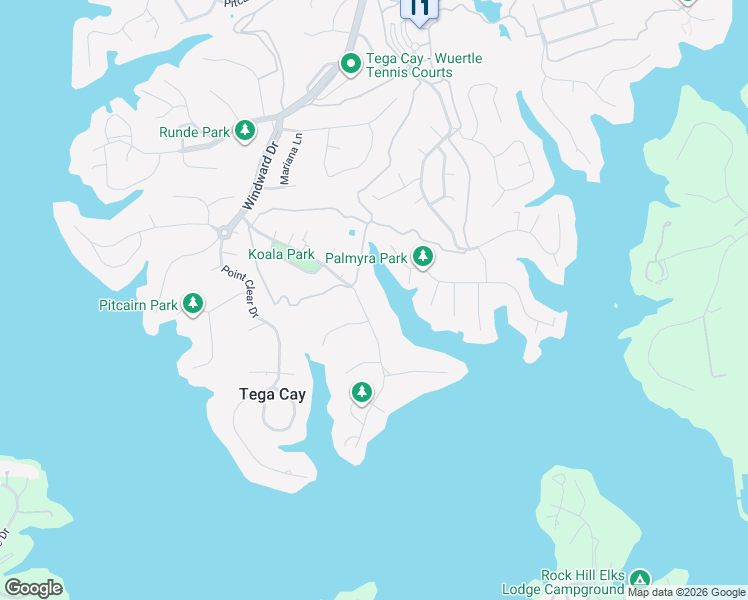map of restaurants, bars, coffee shops, grocery stores, and more near 2003 Marquesas Avenue in Tega Cay