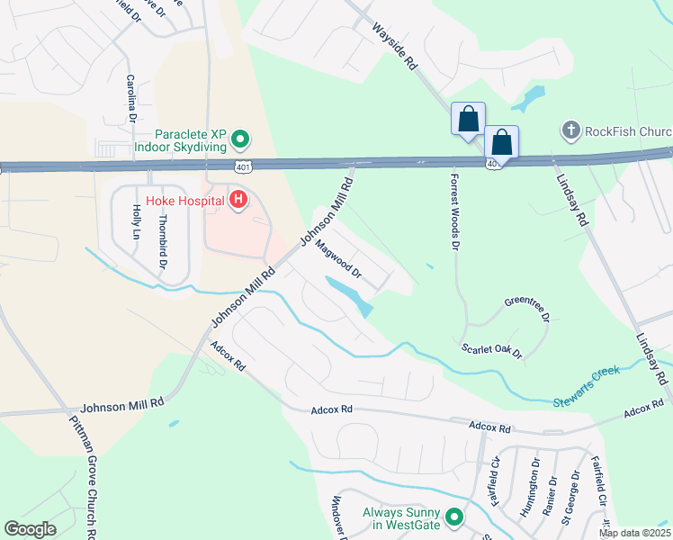 map of restaurants, bars, coffee shops, grocery stores, and more near 212 Magwood Drive in Raeford