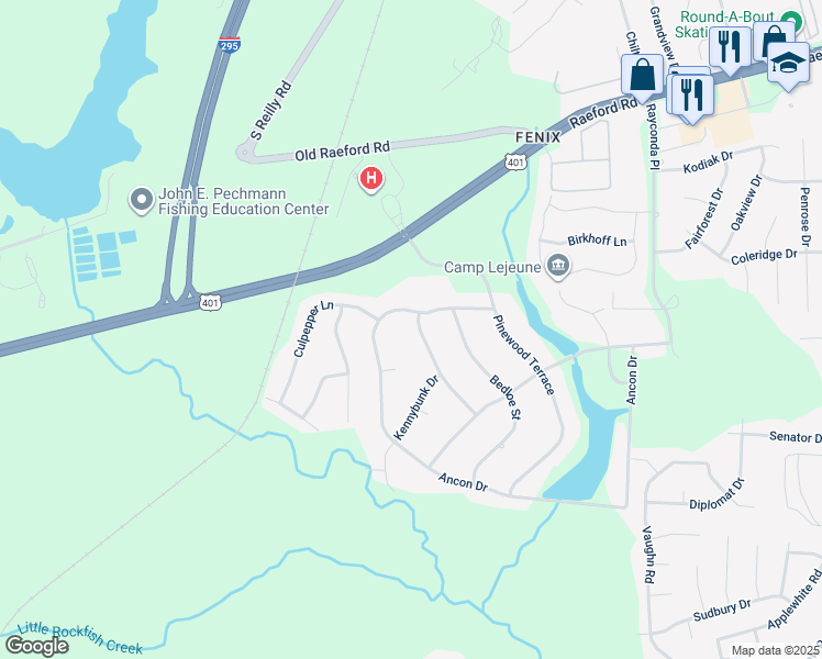 map of restaurants, bars, coffee shops, grocery stores, and more near 2062 Hidden Forge Drive in Fayetteville