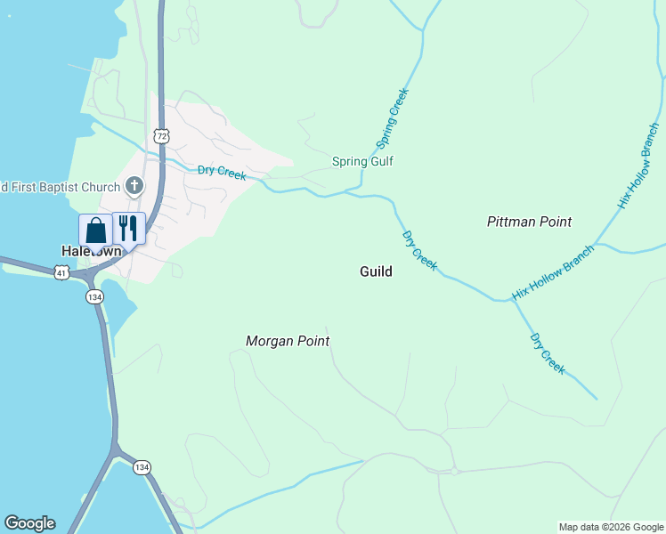 map of restaurants, bars, coffee shops, grocery stores, and more near in Guild